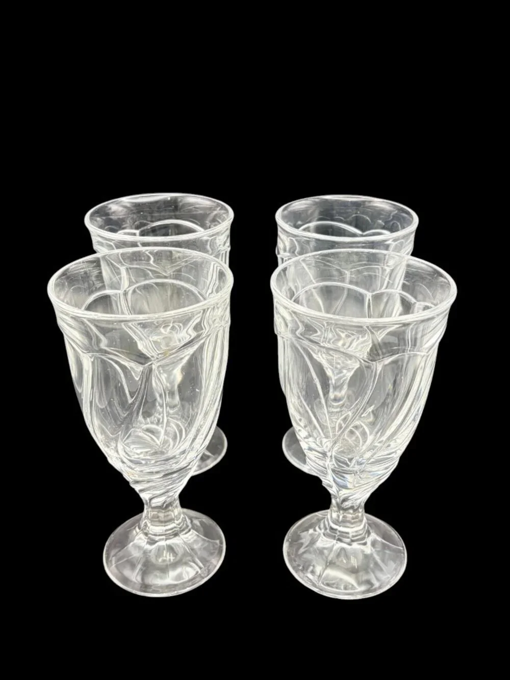 Vintage Noritake Sweet Swirl Clear Water Goblets Set of 4 | 7.5